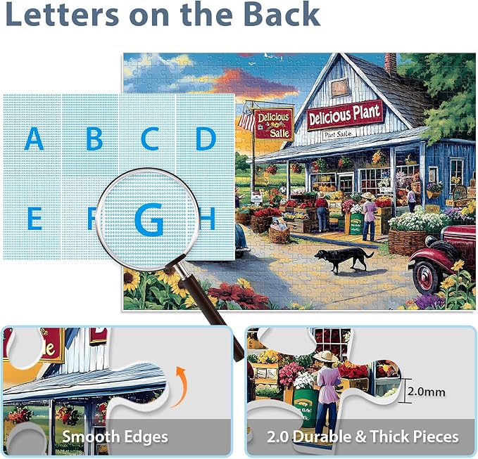 500 Piece Puzzles for Adults, Sunflower Field with Car House & American Flag Jigsaw Puzzles 20.5 x 15 in, Relaxing Country Jigsaw Puzzle, Challenging Puzzle Perfect Game Gift for Holidays & Family Fun