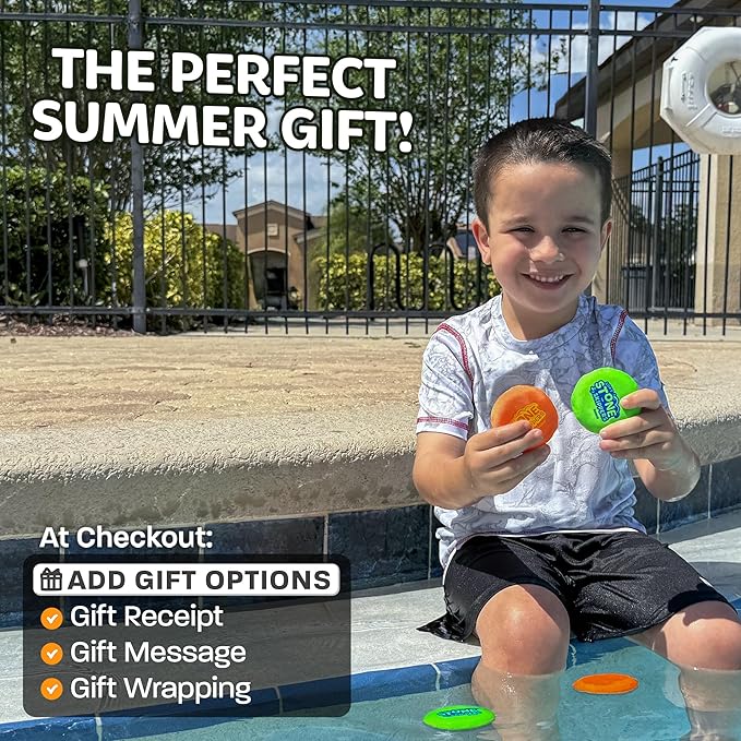 Soft Stone Skippers Game โ Fun Pool Toys for Kids All Ages - 4 Pack Water Skipping Discs Set โ Best Beach Games Gifts for Boys & Girls Ages 5 6 7 8 9 10 11 Year Old & Up - Water Bouncing Skip Ball Toy