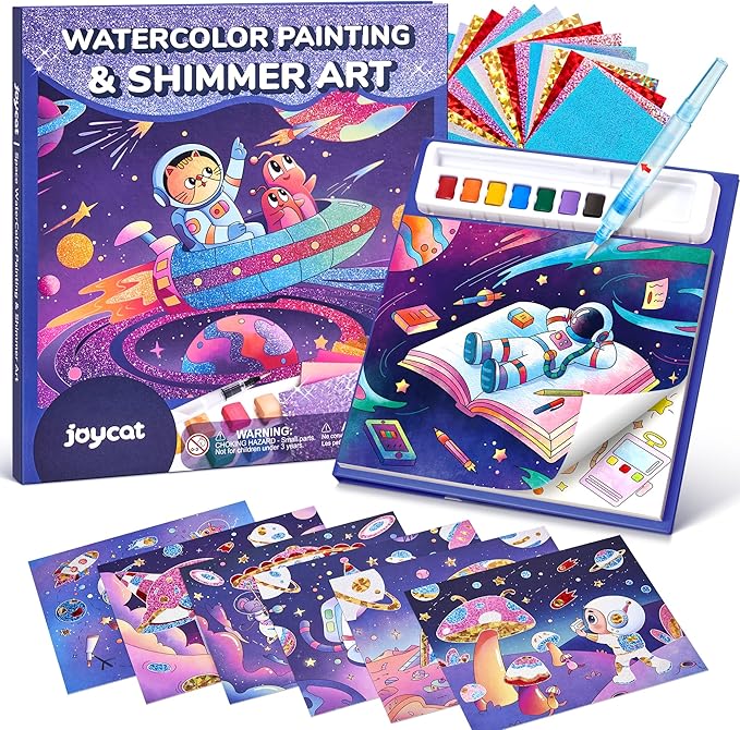 JoyCat Paint with Water Coloring Books, Art & Craft Activity, Princess No Mess Art for Kids Ages 4-8, Craft Kits & Supplies, DIY Creative Activity, Presents for Girls & Boys (Space)