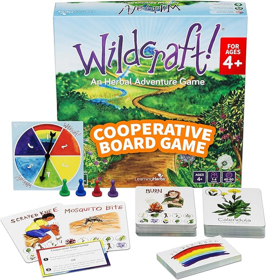 Wildcraft! an Herbal Adventure Cooperative Board Game - Learn 25 Herbs with No Reading Required - Educational Game for Kids 4+ & Families - Includes 3 Printable PDFs, Coloring Book & Plant Guide