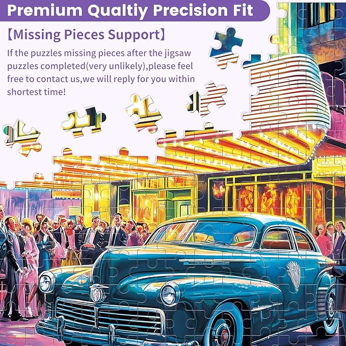 300 Piece Puzzles for Adult, Neon Dance Hall Puzzle 300 Pieces for Adults Kids Senior, Retro Style Adult Puzzles, Challenging Family Puzzle Colorful Activity Game Gift for Friend 20.5 X 15 Inches