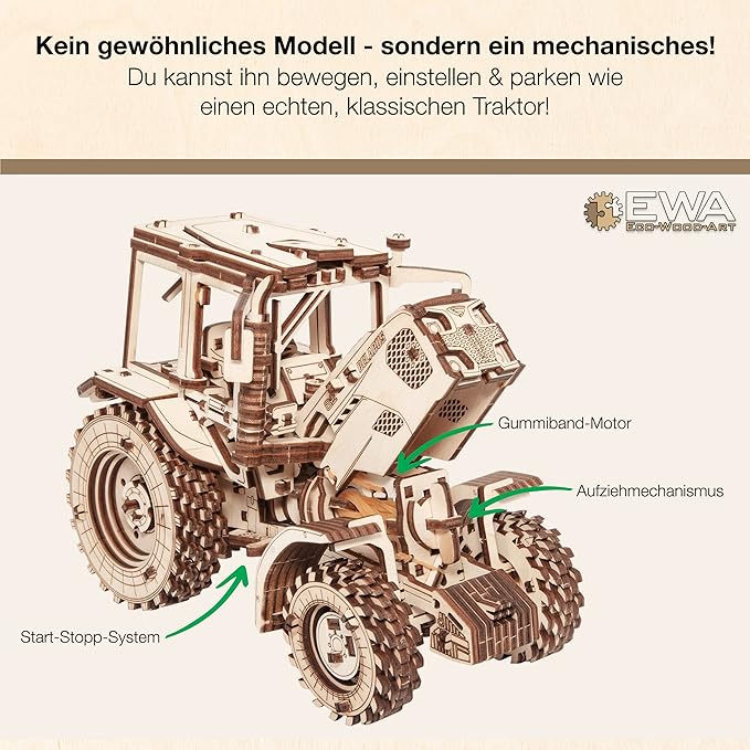 Tractor BELARUS-82 Model - Exquisite Collectible Mechanical 3D Wooden Puzzle for Adults, Perfect Shelf Display for Home or Office