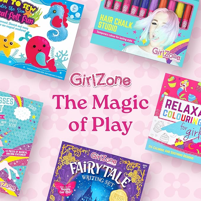 GirlZone Under The Sea Sewing Kit for Kids, Fun and Easy Embroidery Crafts, Make Adorable Sea Creatures Felt Projects, Kids Sewing Crafts for Ages 6 and Up, Includes Pre-Punch Shapes, Cute Patterns