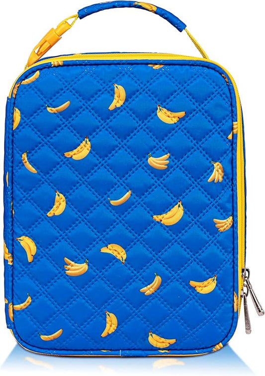 TuErCao Cute Banana-Themed Lunch Box Kids for School, Compact Reusable Tote LunchBox for Boys Girls for School, Office, Picnic, Lightweight Small Lunch Bag Fits Bento Boxes, Snack and Foods