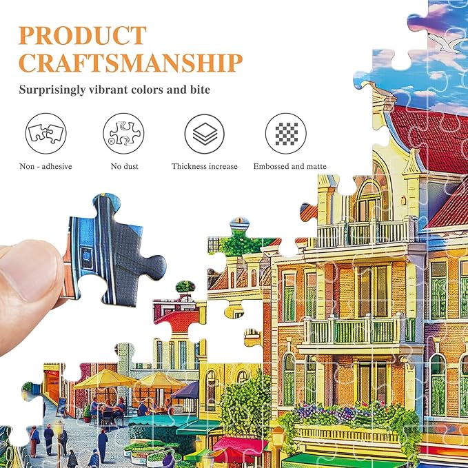 ALL4JIG Harbor City Fun Jigsaw Puzzles for Adults and Kids, 500 Pieces, 19" x 14", Christmas Secret Santa Gift, White Elephant Gifts, Number Partitioned for Easy Solving