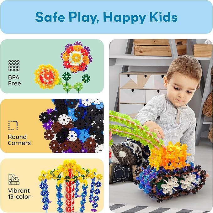 PicassoTiles Construction Building Chips Block 300 Piece Set Interlocking Plastic Disc STEM Learning Toy Creative Education Child Brain Development Play for Toddler Kids Boys Girls Ages 3 & Up PTF300