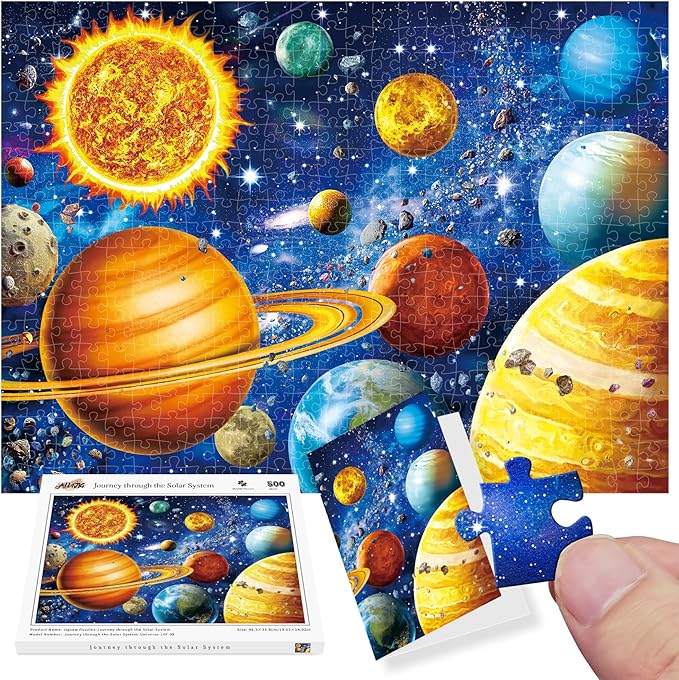 ALL4JIG Solar System Style Fun Jigsaw Puzzles for Adults and Kids, 500 Pieces, Christmas Secret Santa Gift, White Elephant Gifts, Number Partitioned for Easy Solving
