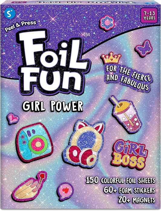 Skillmatics Foil Fun - Girl Power, 20+ DIY Foil Art Magnets, Mess-Free Craft Kit, 60+ Foam Stickers, Creative Activity for Girls, Kids, Tweens, Teens (Ages 7-13), Gifts, Travel, Party Favor