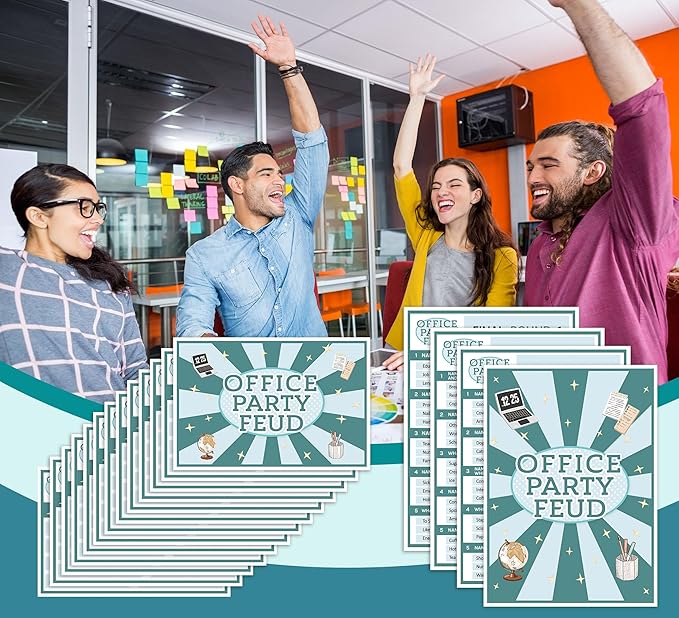 Office Party Feud Game, Office Activity Games, Office Trivia Game Set, Games for Team Building, Office Party Game and Activity Supplies-OF01