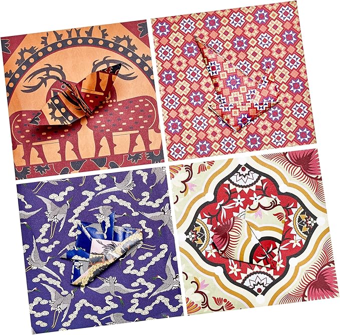 Ethnic Patterns Origami Paper - 50 Sheets 6x6 Inches - Double-Sided Traditional Cultural Art Colored Folding Paper for Adults, Artists & Kids - Ideal for Scrapbooking, Card Making and DIY Crafts