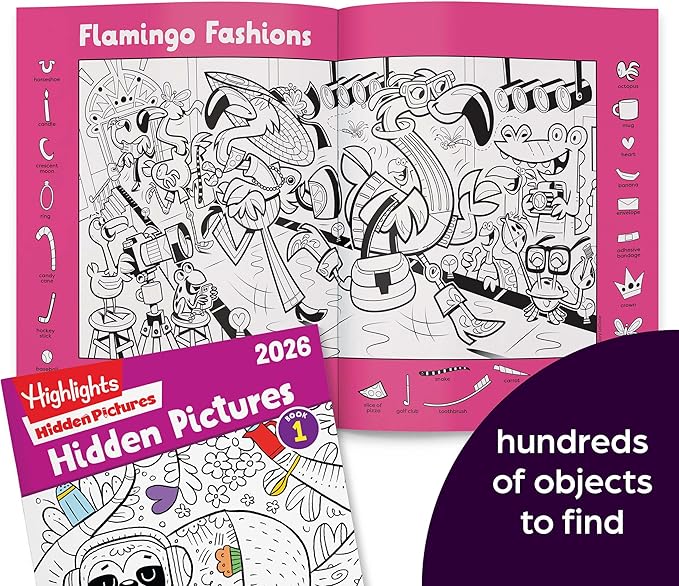 Highlights Hidden Pictures 2026 Activity Books for Kids Ages 6 and Up, 4 Puzzle Books Packed with Hidden Object Fun, Coloring Pages, and Seek and Find Fun
