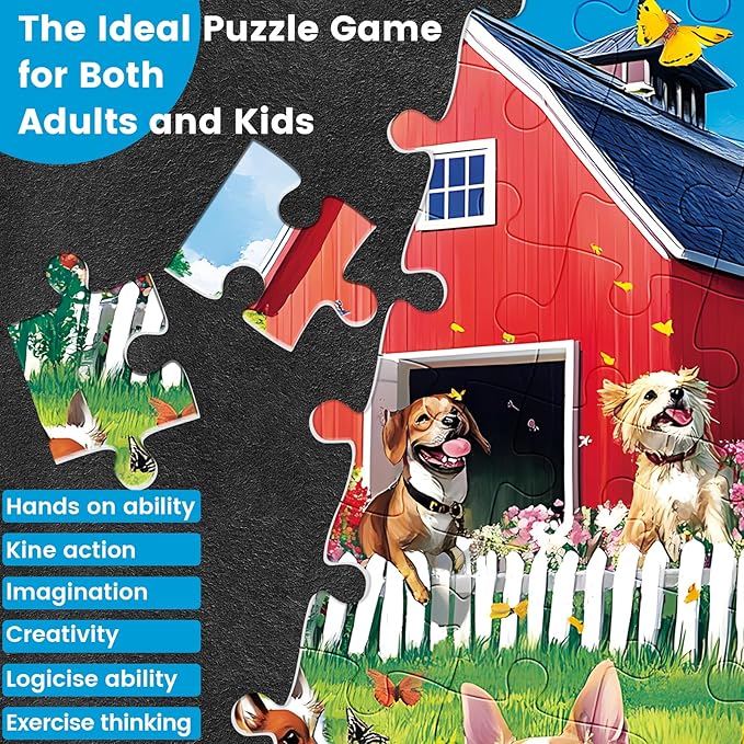 300 Piece Puzzles for Adults, Jigsaw Puzzles 300 Pieces for Adults Kids Dog Puzzle Animal Pet Lover Jigsaw Puzzle Recycled Cardboard Challenging Puzzles Game Family Activity Gift Toy 20.5x15inch
