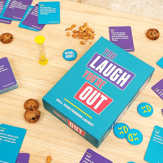 You Laugh You're Out A Party Game with Hilarious Charades Family Card Games for Adults & Kids, Halloween, 125 Prompt Cards Fun Card Games for Family Game Nights, Gatherings, & Parties Ages 14+