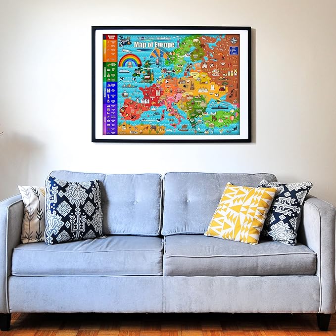 Think2Master Colorful Map of Europe 250 Pieces Jigsaw Puzzle Fun Educational Toy for Kids, School & Families. Great Gift for Boys & Girls Ages 8+ for Learning European History. Size: 14.2” X 19.3”