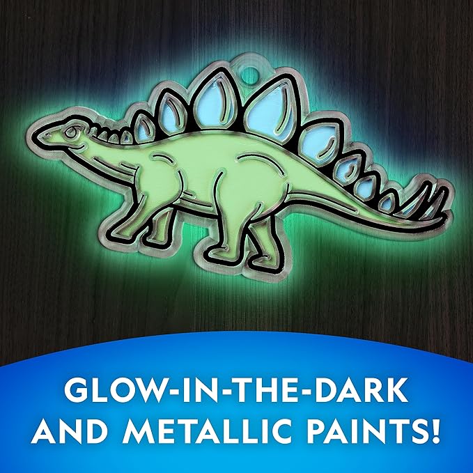 Blue Marble National Geographic Kids Stained Glass Kit - Glow in The Dark Dinosaur Toys, Kids Arts and Crafts Set, Window Sun Catchers, Kid Crafts Ages 4-8, Window Art Craft Kit, Suncatcher