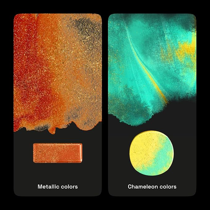 ARTISTRO Metallic Watercolor Paints Set of 18, Palette set Including 12 Metallic Glitter Watercolor and 6 Chameleon Colors. Perfect Travel Watercolor Set for Artists, Amateur Hobbyists and Painting Lovers
