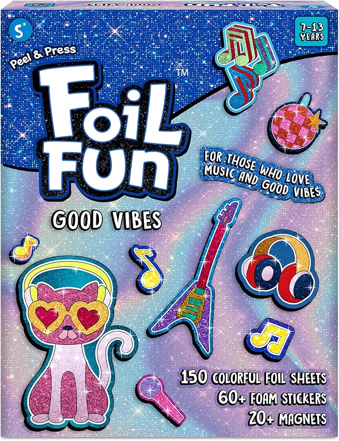 Skillmatics Foil Fun - Good Vibes, 20+ DIY Foil Art Magnets, Mess-Free Craft Kit, 60+ Foam Stickers, Creative Activity for Kids, Tweens, Teens (Ages 7-13), Adults, Gifts, Travel, Party Favor