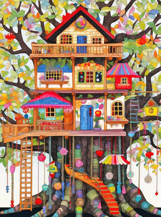 Cross & Glory - Fantastical Treehouse Escape - Jigsaw Puzzle for Adults 1000 Piece | Whimsical Art Style | Fun Puzzle Challenge for Adults and Families | 20x27 Inches | Satin Finish