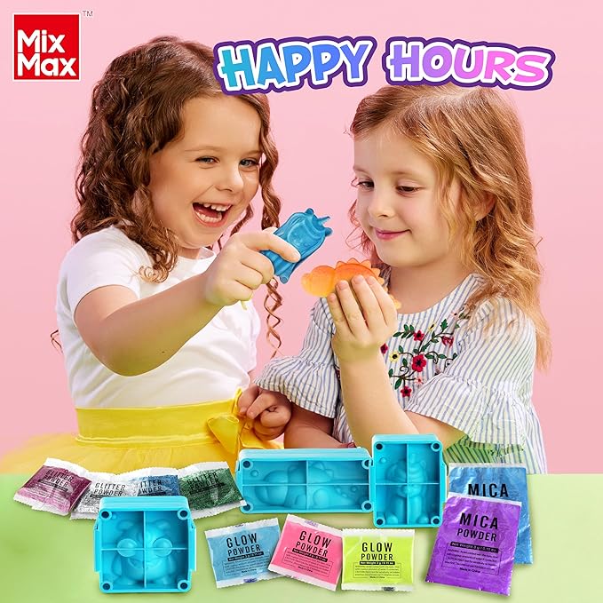 MixMax Make Your Own Squishies Toys, 6 Packs Rubber Dolls Making Kit for Kids Glow Jumbo Glitter Silicone Squishy Craft Kit for Girls 6-12 Nice Boy Party Activities