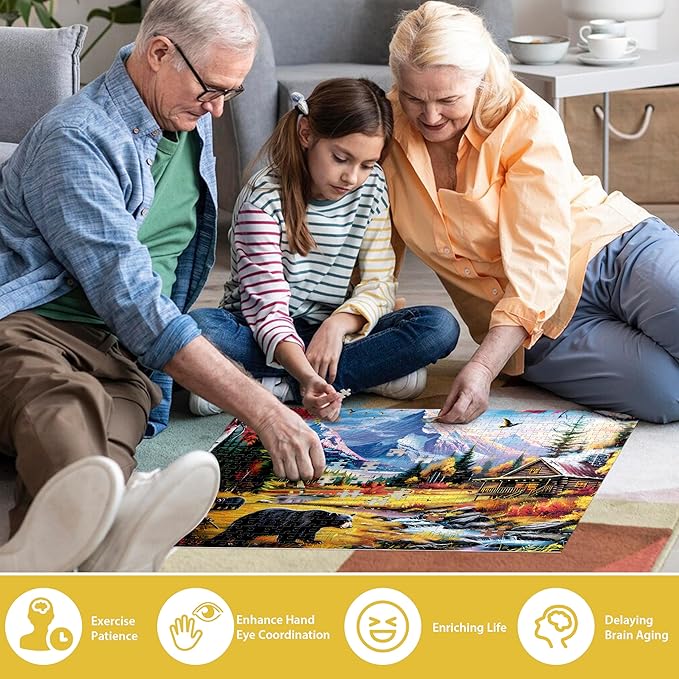 500 Pieces Jigsaw Puzzle for Adults - Bear Mountain Nature Theme for Children and Elderly - Recycled Paper, Challenging Family Game, Great Gift for Friends - 20.5 x 15 Inch