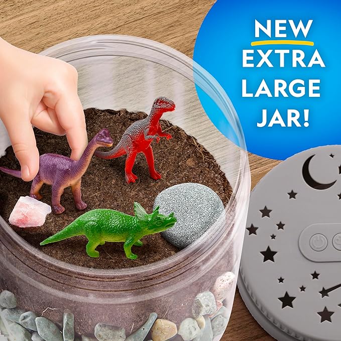 National Geographic Dinosaur Terrarium Kit for Kids – Multicolor Light-Up Terrarium, Build a Dino Habitat with Real Plants & More, Science Kit, Dinosaur Toys for Kids