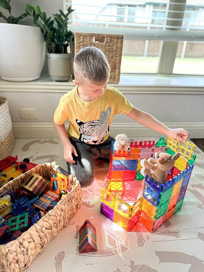 60 PCS Magnetic Building Tiles Kids Toys STEM Magnetic Blocks Sensory Toys Kids Games Magnet Building Toy for Boys and Girls Aged 3+, Kid Brain Development Preschool Kindergarten Toddler Toy