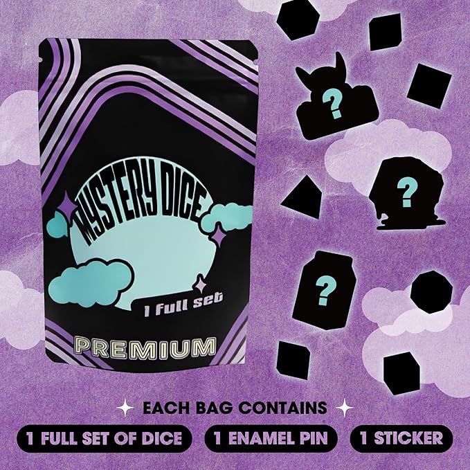 1985 Games Premium Mystery Dice, Set of 7 Polyhedral Dice, DND Dice Set, Premium RPG Dice, Suitable for Role Playing, Table Games (Premium Mystery Pack of 1)