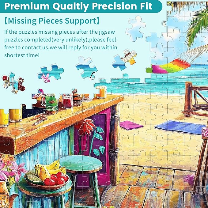 500 Piece Puzzle for Adults, Vacation Jigsaw Puzzle, Seaside Bar Puzzles 500 Pieces Birthday Party for Family Kids and Adults Funny Puzzle, Fun and Challenging Family Games 20.5×15 in
