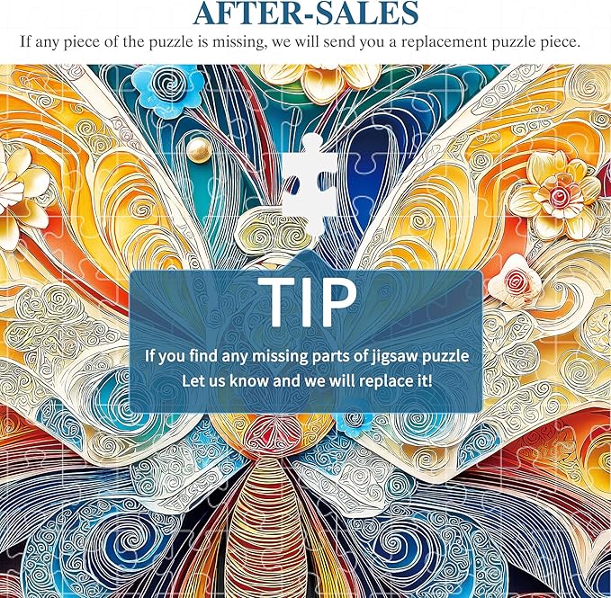 ALL4JIG Butterfly Fun Jigsaw Puzzles for Adults and Kids, 500 Pieces, 15.98" x 15.98", Christmas Secret Santa Gift, White Elephant Gifts, Number Partitioned for Easy Solving