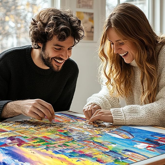 ALL4JIG Harbor City Fun Jigsaw Puzzles for Adults and Kids, 500 Pieces, 19" x 14", Christmas Secret Santa Gift, White Elephant Gifts, Number Partitioned for Easy Solving