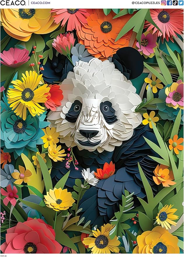 Ceaco - 750 Piece Jigsaw Puzzle - Jim Zuckerman - Textured - Paper Panda - Relaxing and Fun Activity for Adults
