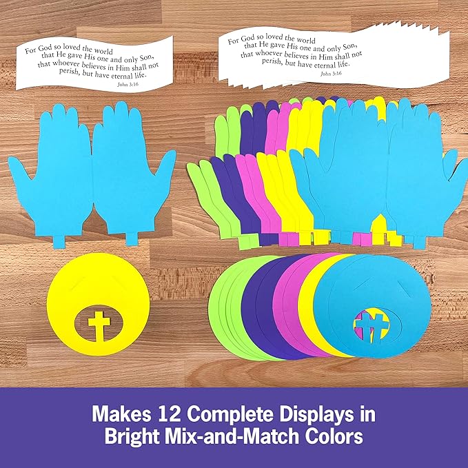 FreshCut Crafts John 3:16 Punch-Out 3-D Paper Kit, 12 Colorful Tabletop Displays Bible Craft for Kids Ages 5 & Up, Perfect for Sunday School, Church Activities, Homeschooling, Classroom Decor