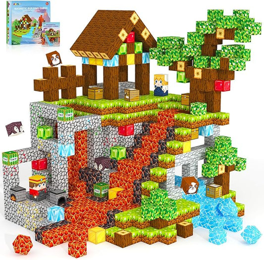 Magnetic Blocks, Magnetic Tiles Building Blocks, Magnet Cubes Toddler Kids Toys, Sensory STEM Toys for 3-5 4-6 5-7 6-8 Year Old Boys Girls Easter Birthday Gifts Travel Outdoor Kids Games (0.8IN/2CM)