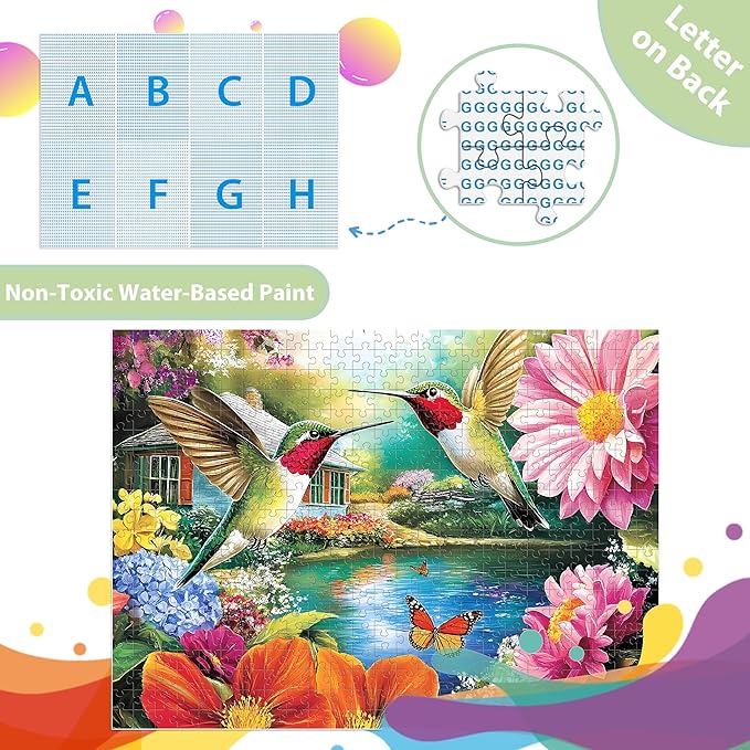 500 Pieces Puzzles for Adults Puzzle Hummingbird Flower Jigsaw Puzzles 500 Piece for Adults Kids Seniors, Letters on Back Challenging Toys Great Gift for Family Friends 20.5 x 15 in