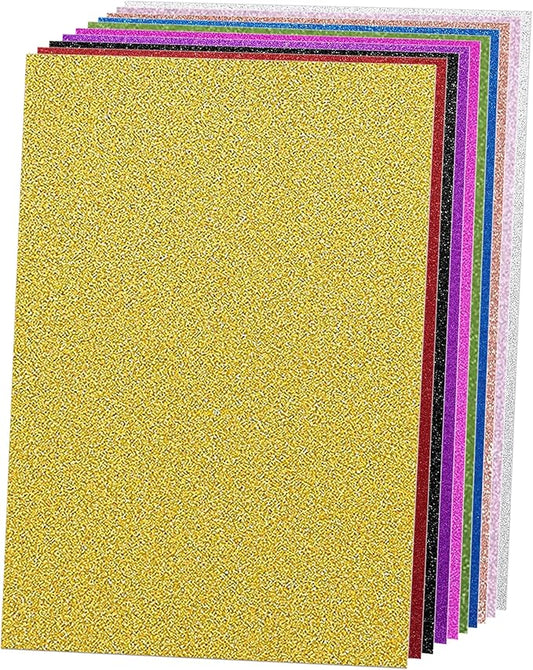 SALEMAR 250 GSM Glitter Cardstock Glitter Paper, 10 Color Sparkling Craft Paper for School, Scrapbook and Craft Projects, 8.3 x 11.7 Inches(Multicolor)