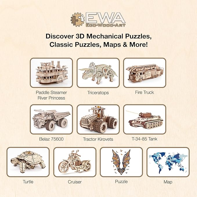 EWA Eco-Wood-Art - Wooden Puzzles for Interior and Design - World map - Souvenir, Gift, Kitchen, Home Decor, Interior (Smoky Dreams 126 Pieces)