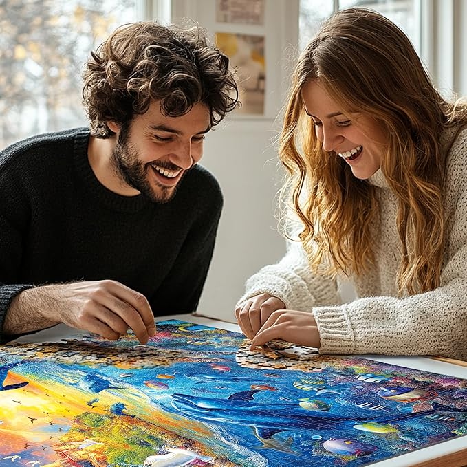 ALL4JIG Ocean World Fun Jigsaw Puzzles for Adults and Kids, 500 Pieces, 19" x 14", Christmas Secret Santa Gift, White Elephant Gifts, Number Partitioned for Easy Solving