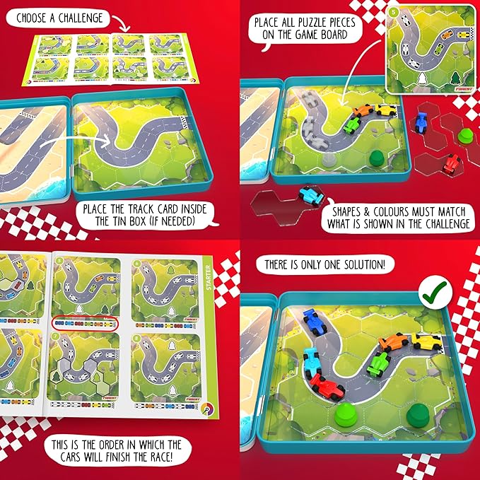 SmartGames Pole Position Metal Box Travel Game with 48 Challenges for Ages 7 - Adult