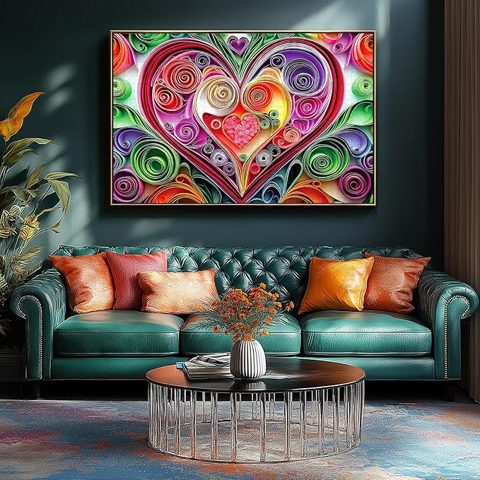 1000 Piece Colorful Heart Jigsaw Puzzle for Adults - Beautiful Cut Paper Heart Arrangement, 27.5" x 19.6", Multicolor, Perfect for Game Nights & Wall Art Display