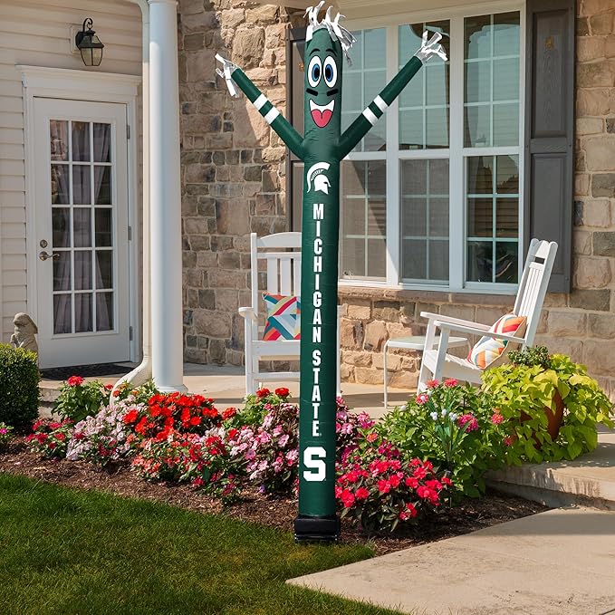NCAA Michigan State Spartans Football Wacky Waving Inflatable Tube Guy with LED Lights & Built-in Blower - 6" x 36" x 96" Inflatable Tube Man Crazy Sports Fan Outdoor Party Decoration