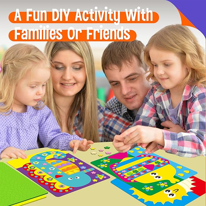 Foam Sticker Art Activity, 20 Marine Animals with 1660 Foam Stickers in 10 Colors Fun with DIY Activity Craft Kits Travel Game for Kids, Boys & Girls