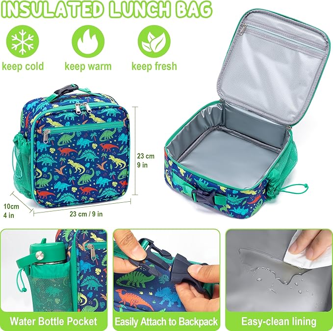 Fimibuke Bento lunch Box Set for Kids Adult with 8oz Thermos Food Jar, Insulated Lunch Bag &Sauce Cup, Leakproof Dishwasher Safe Toddler Lunch Food Container with 3-4 Compartment for School Girls Boys