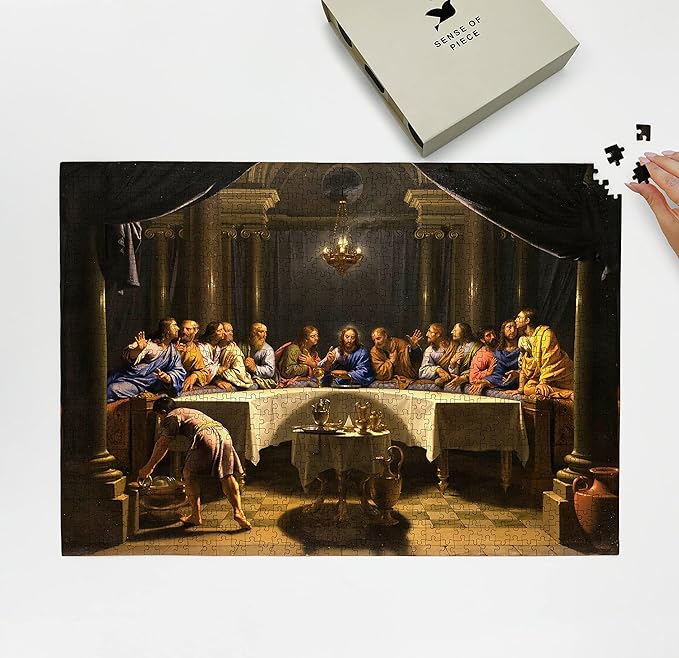 1000 Piece - Museum Jigsaw Puzzle: The Last Supper Puzzle for Adults ca. 1678 by Jean-Baptiste de Champaigne Religious Art Jesus | Christian Puzzle - Bible Puzzles for Adults