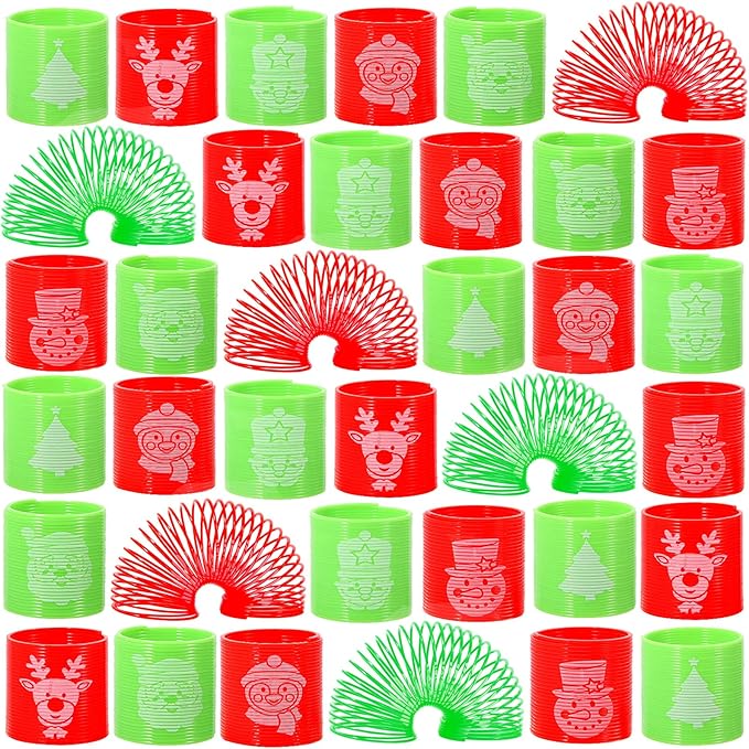 36PCS Christmas Coil Springs for Kids - Assorted Christmas Theme Pattern and Colors Magic Spring Toys, Christmas Party Favors, Christmas Stocking Stuffers for Kids Boys Girls