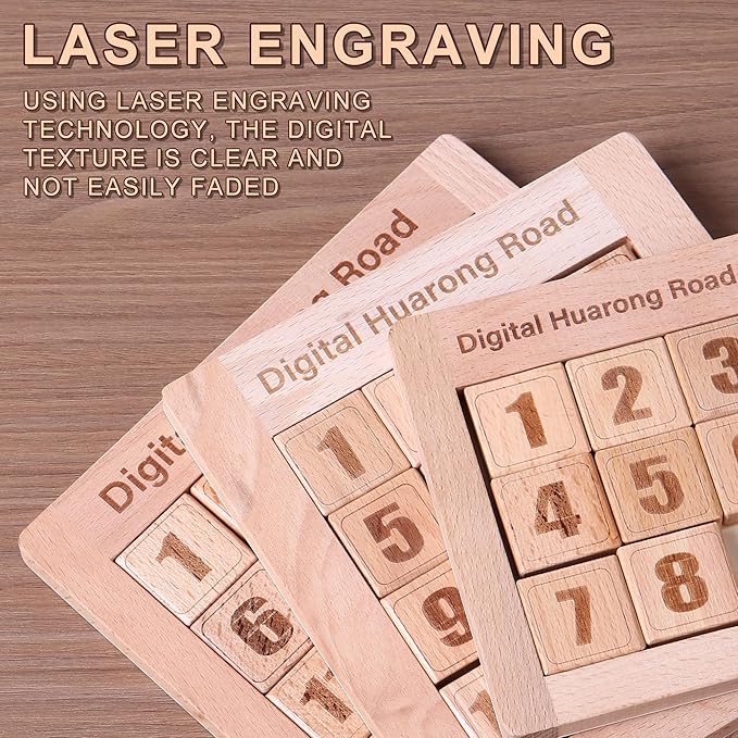 Wooden Number Sliding Puzzle,Brain Teasers Toy Tangram Slide Puzzle Game,Sequential Puzzles Board Game,Educational Toys for Kids and Adults(Number 1-24)