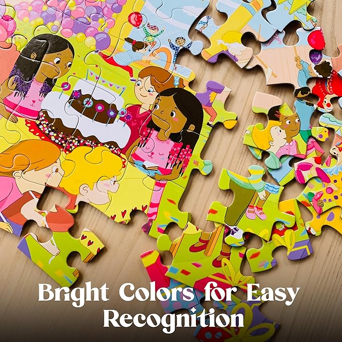 Upbounders® Birthday Balloons 48 Piece Jumbo Puzzle for Kids | Floor Puzzles for Ages 4-8 | Kids Party Puzzle with Pinata & Black Brown Children at Play | Multicultural & Eco-Friendly