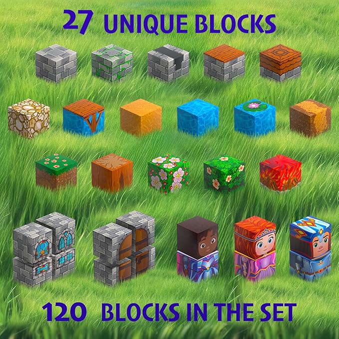 120-piece Magnetic Blocks for Kids Ages 4-8 - 1-inch Pixel Building Cubes | Stem Crafting Toy with Figures & Bag | Magnet Building Construction Toys for Boys & Girls 3+ Age