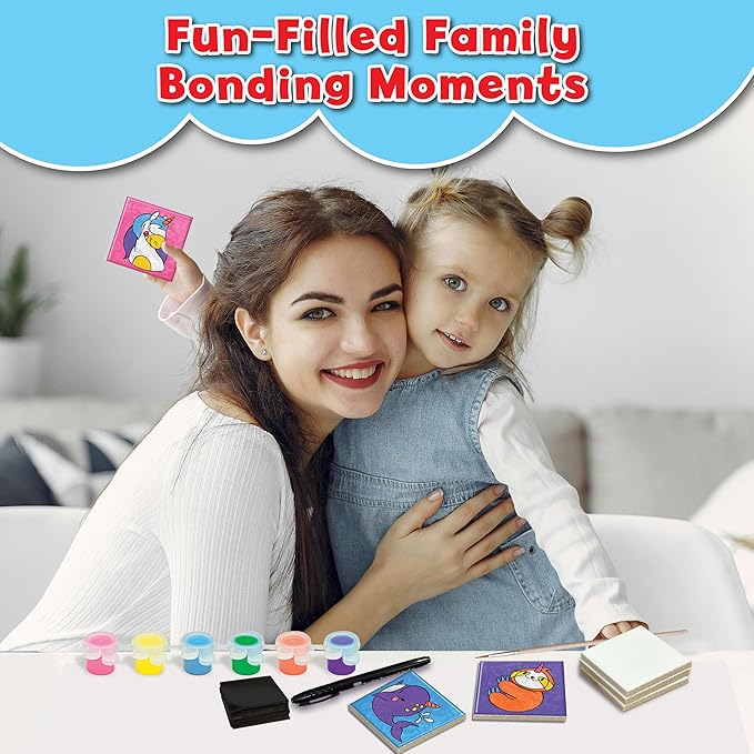 Small World Toys Unicorn Magnetic Tiles Craft Kit - DIY Make Your Own Paint Magnets for Kids - Creative and Educational Sensory Toy for Boys & Girls Ages 5+