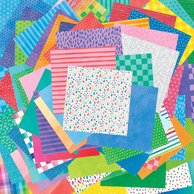 12" x 12" Bright Rainbow Paper Pad by Recollections - Premium Scrapbook & Crafting Paper for DIY Projects, Card Making, & Decorative Arts, 180 Sheets