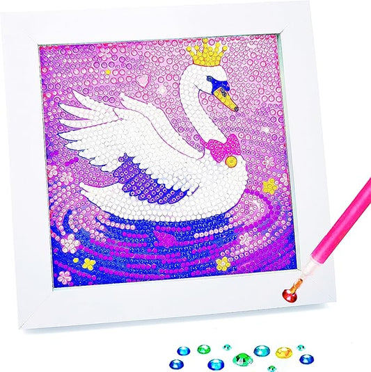 Diamond Art Kits for Kids - Crafts for Ages Girls 8-12 - Diamond Art Painting with Wooden Frame Included - Arts and Crafts for Kids Age 4-6 - GEM Art Supplies for Beginner Friendly Decor Birthday Gift